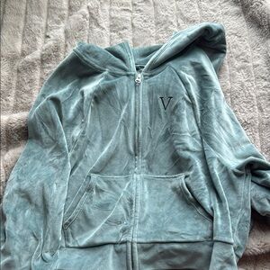 Teal Zip-Up Hoodie with Logo